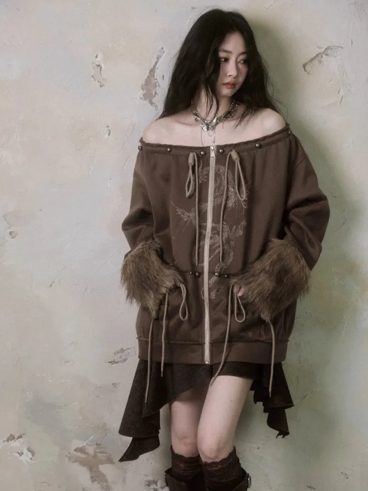 Fur and velvet hooded sweatshirt【s0000006403】