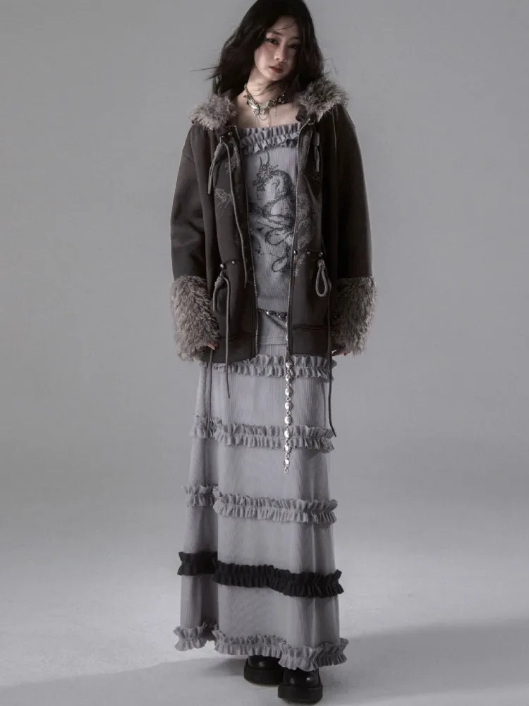 Fur and velvet hooded sweatshirt【s0000006403】