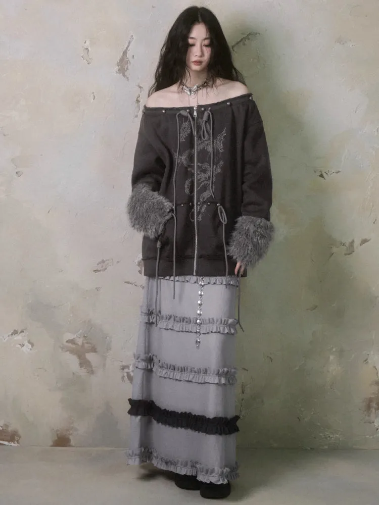 Fur and velvet hooded sweatshirt【s0000006403】