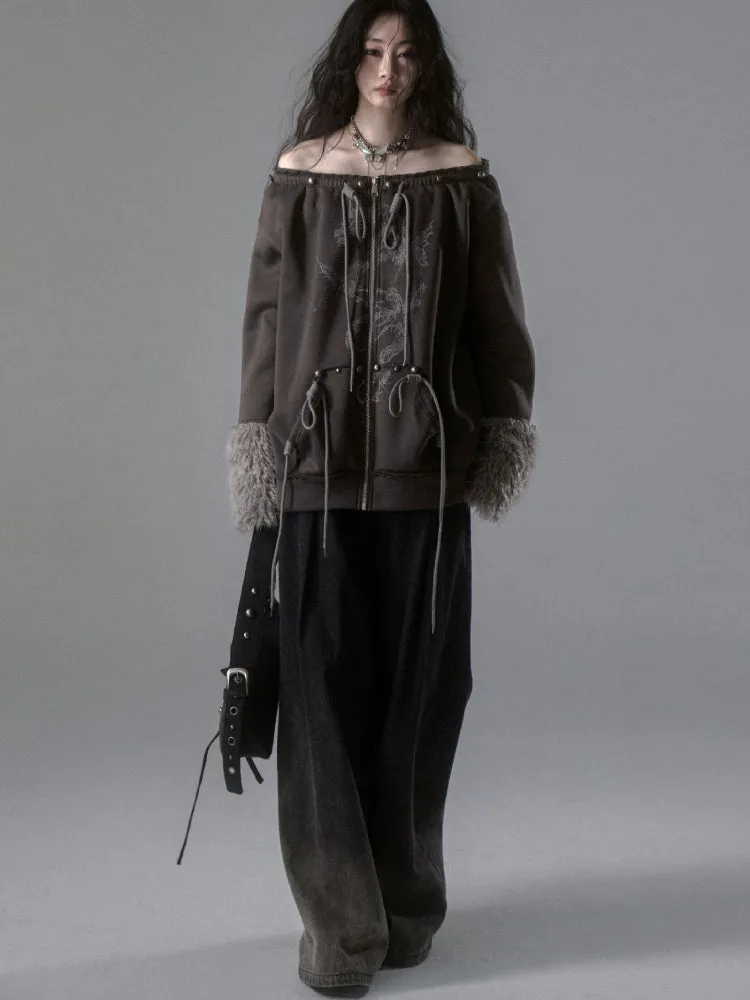 Fur and velvet hooded sweatshirt【s0000006403】