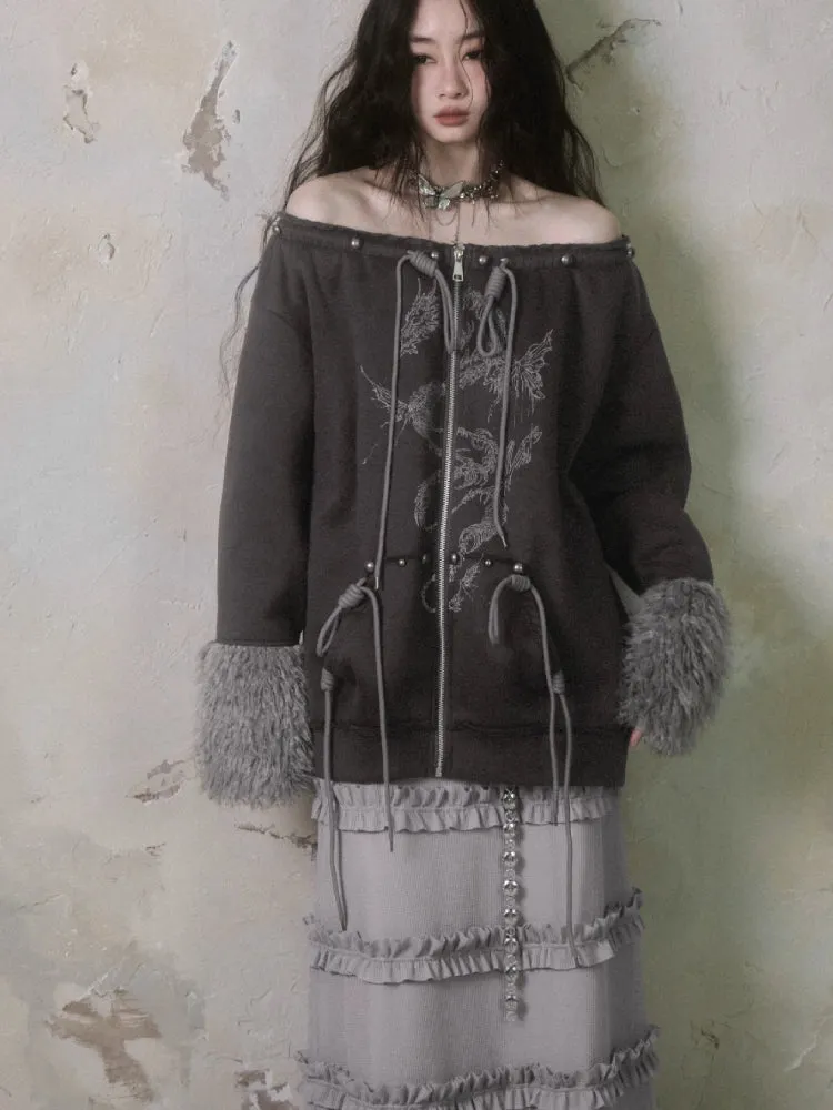 Fur and velvet hooded sweatshirt【s0000006403】