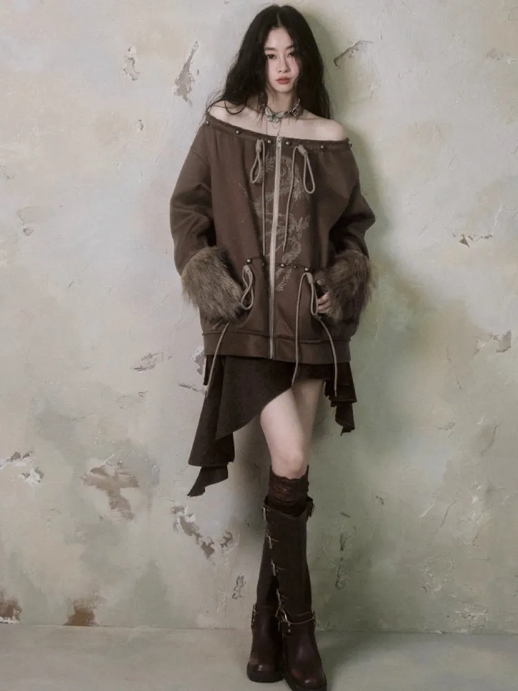 Fur and velvet hooded sweatshirt【s0000006403】