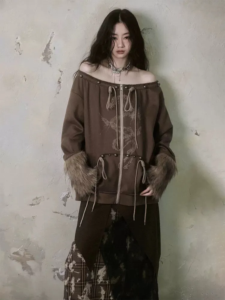 Fur and velvet hooded sweatshirt【s0000006403】