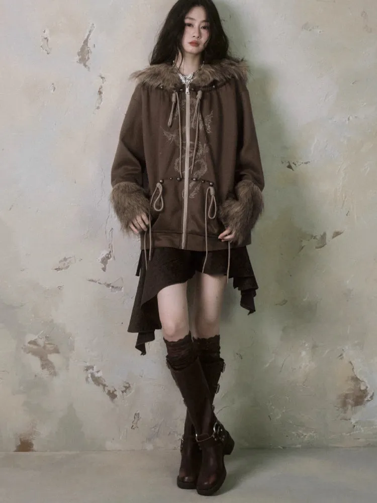 Fur and velvet hooded sweatshirt【s0000006403】