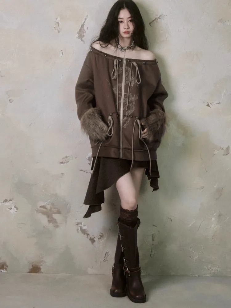 Fur and velvet hooded sweatshirt【s0000006403】