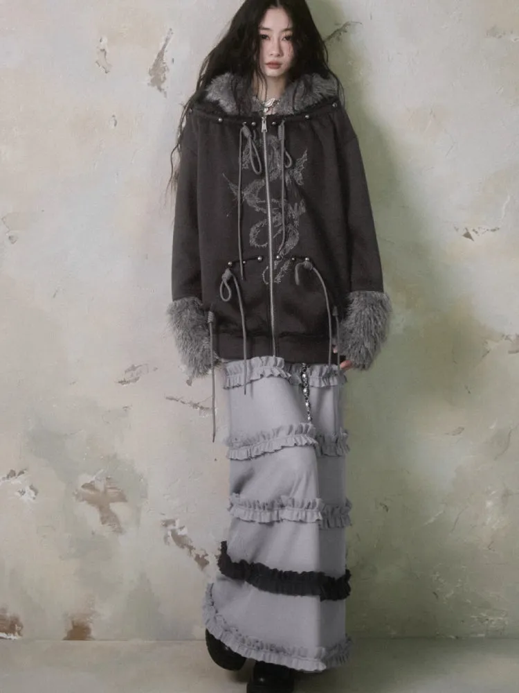 Fur and velvet hooded sweatshirt【s0000006403】