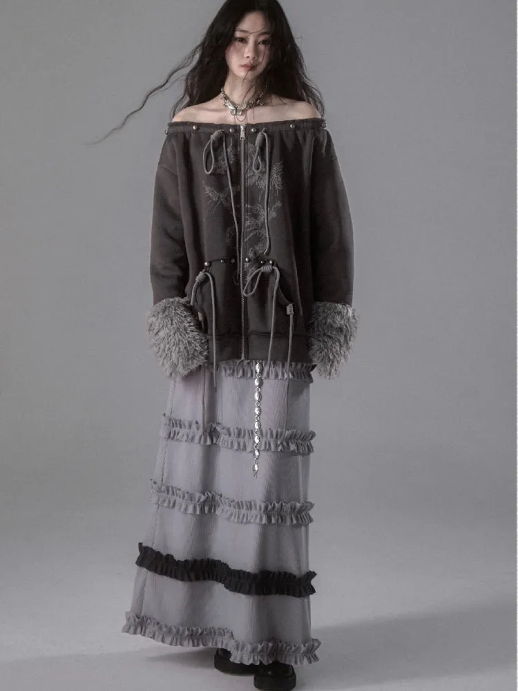 Fur and velvet hooded sweatshirt【s0000006403】