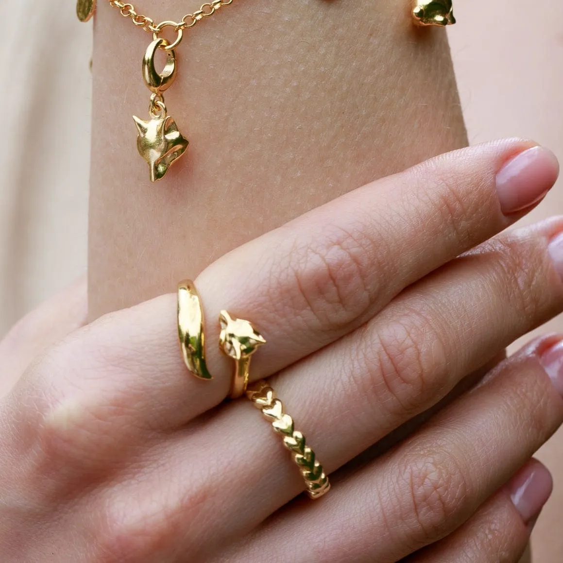 Gold Plated Fox Ring