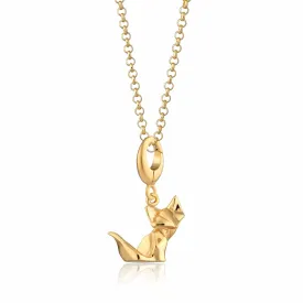Gold Plated Origami Fox Necklace