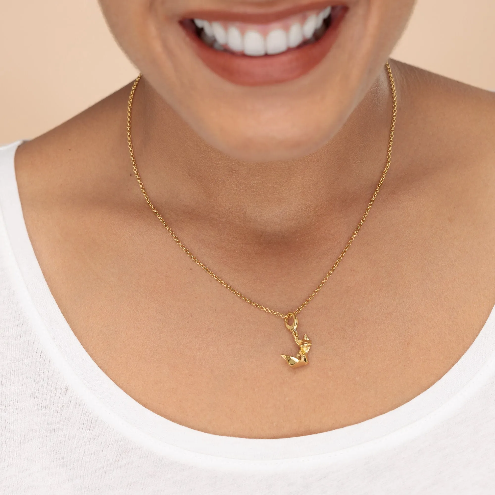 Gold Plated Origami Fox Necklace