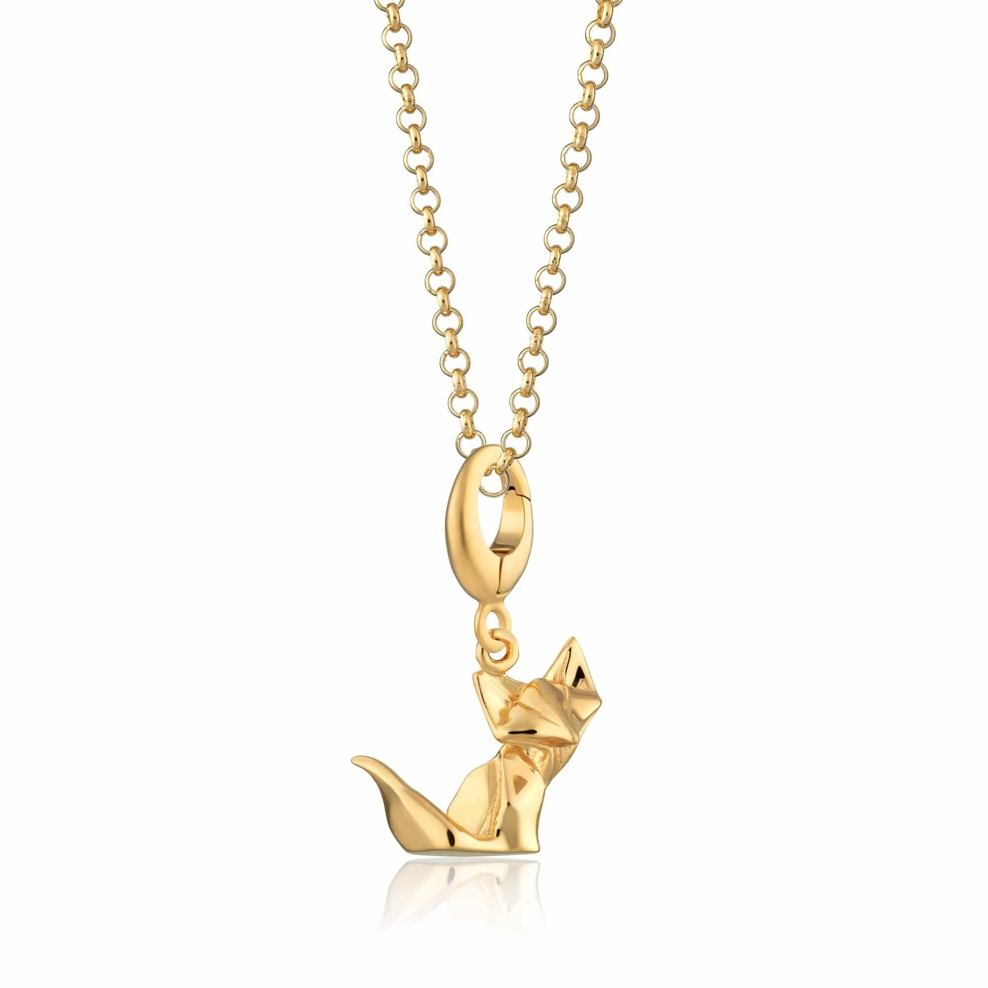 Gold Plated Origami Fox Necklace