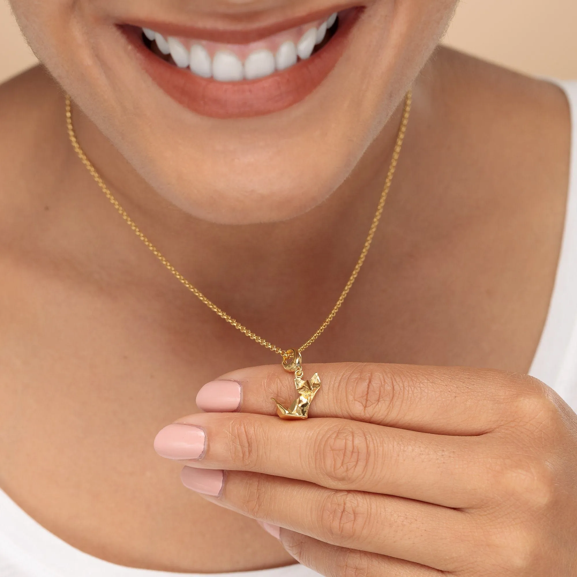 Gold Plated Origami Fox Necklace