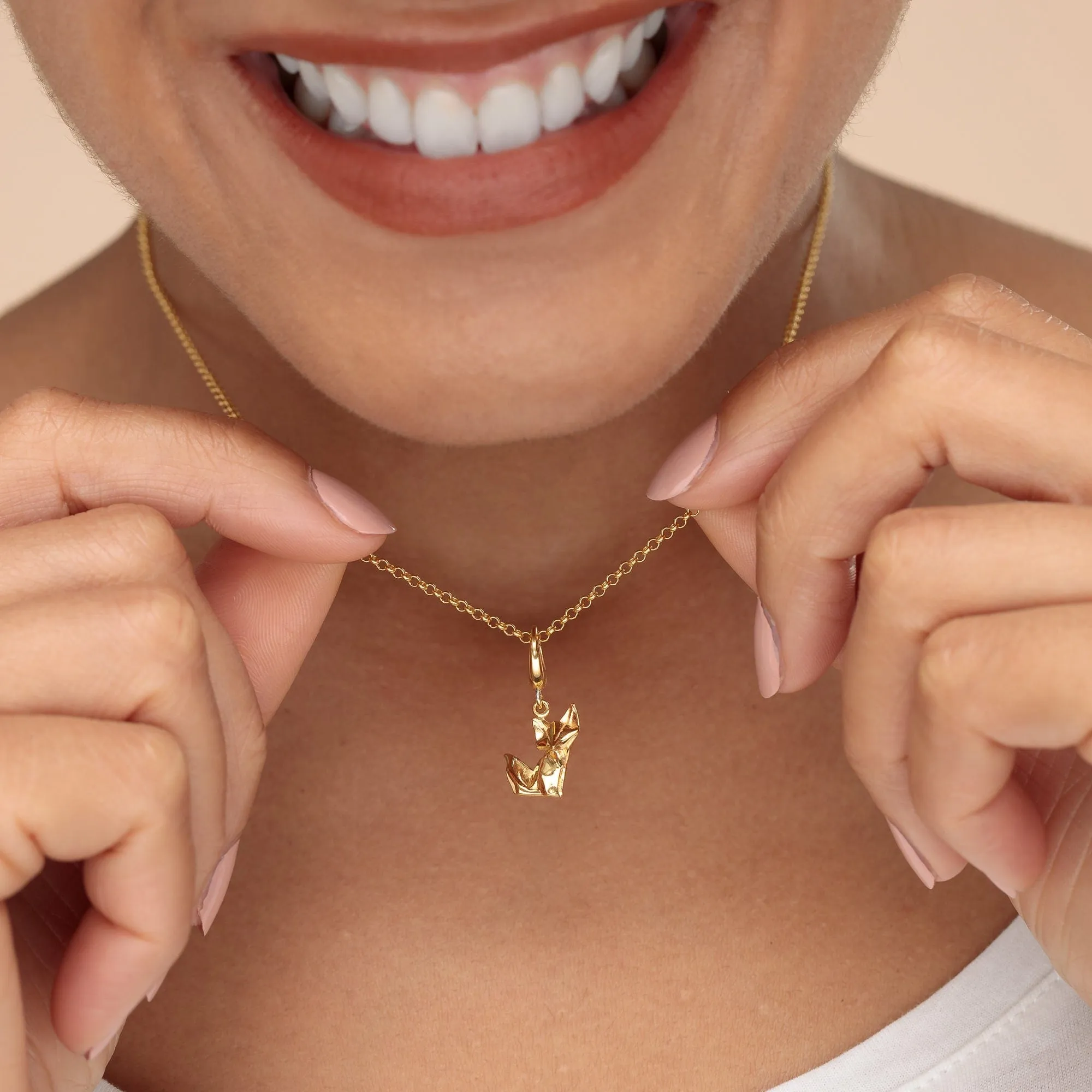 Gold Plated Origami Fox Necklace