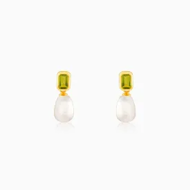 Golden Amber & Pearl Earrings