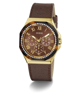 GUESS Ladies Brown Gold Tone Multi-function Watch