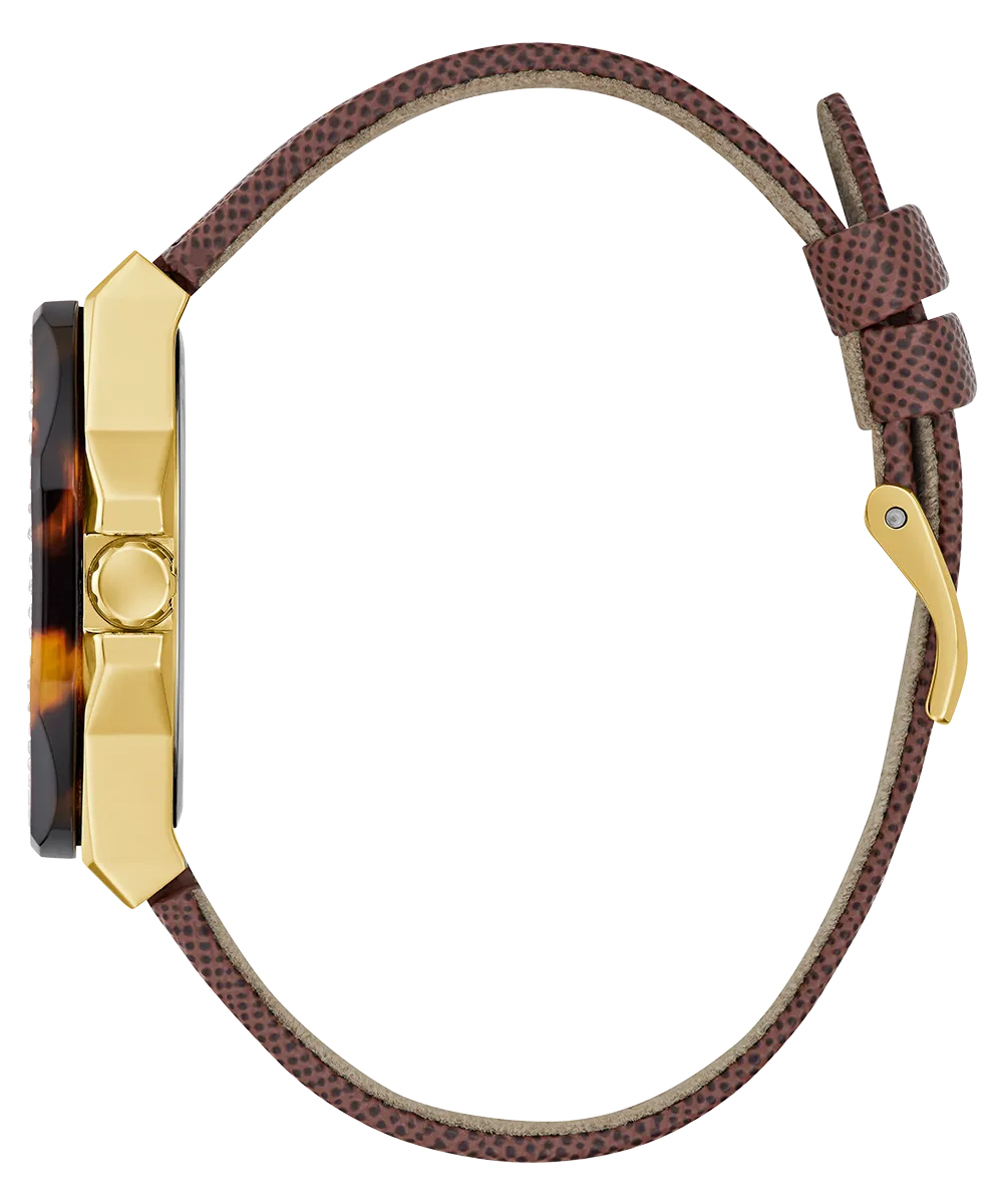 GUESS Ladies Brown Gold Tone Multi-function Watch