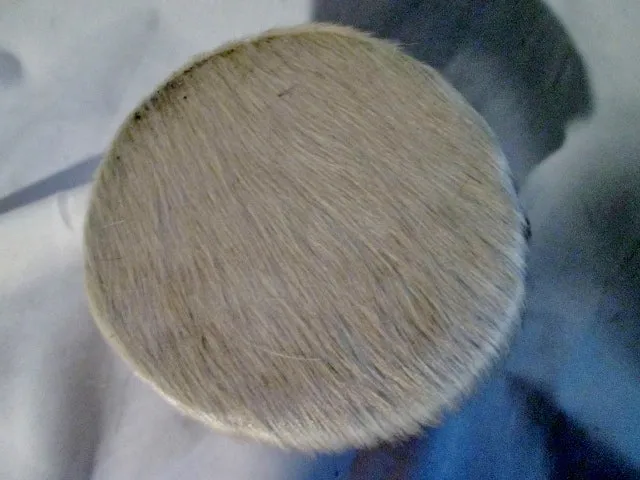 Handmade 4" Wood Rattle Fur Skin DRUM PERCUSSION MUSIC Africa WHITE Primitive Rustic