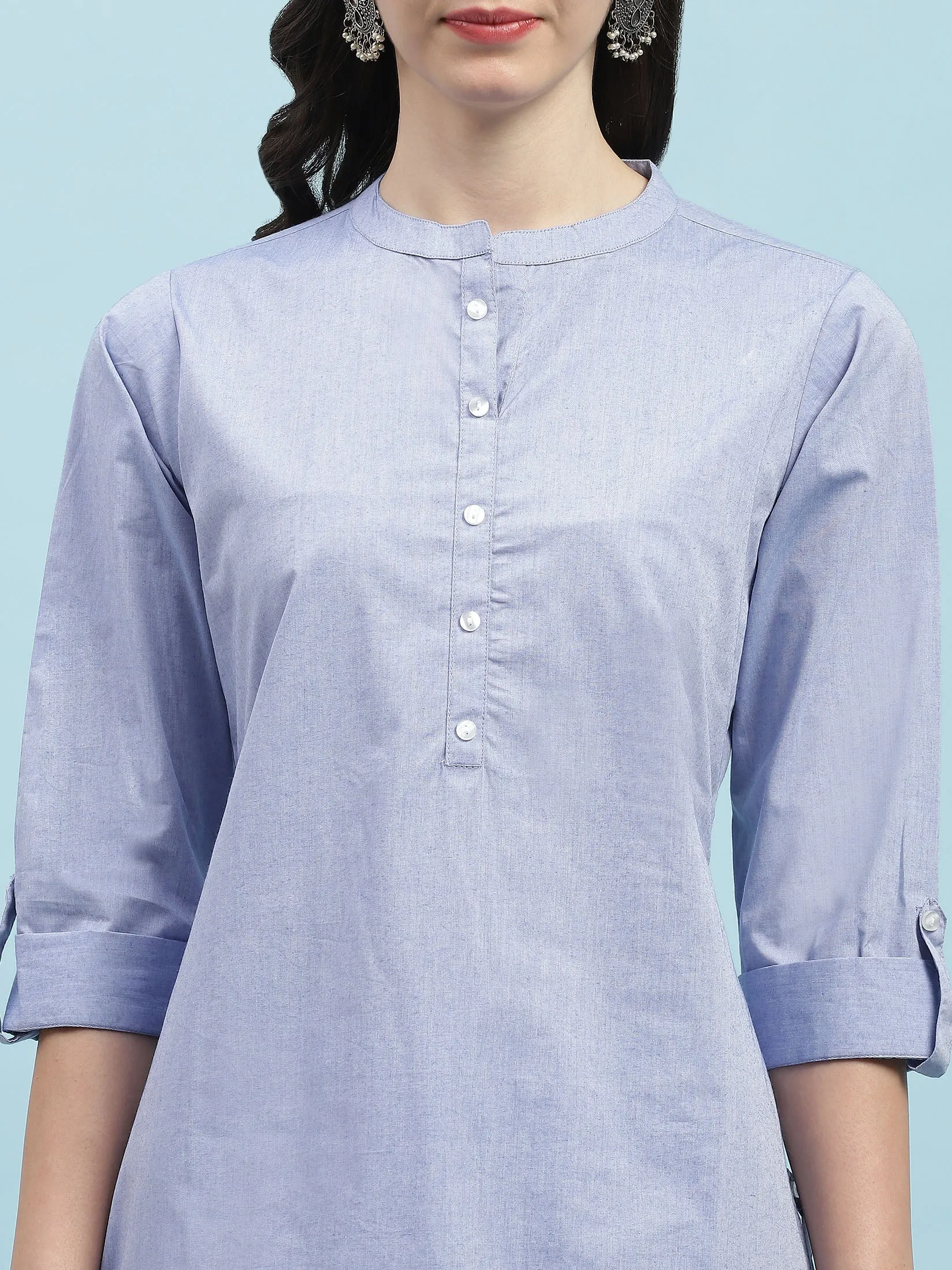 Indiessence Blue Solid Kurta