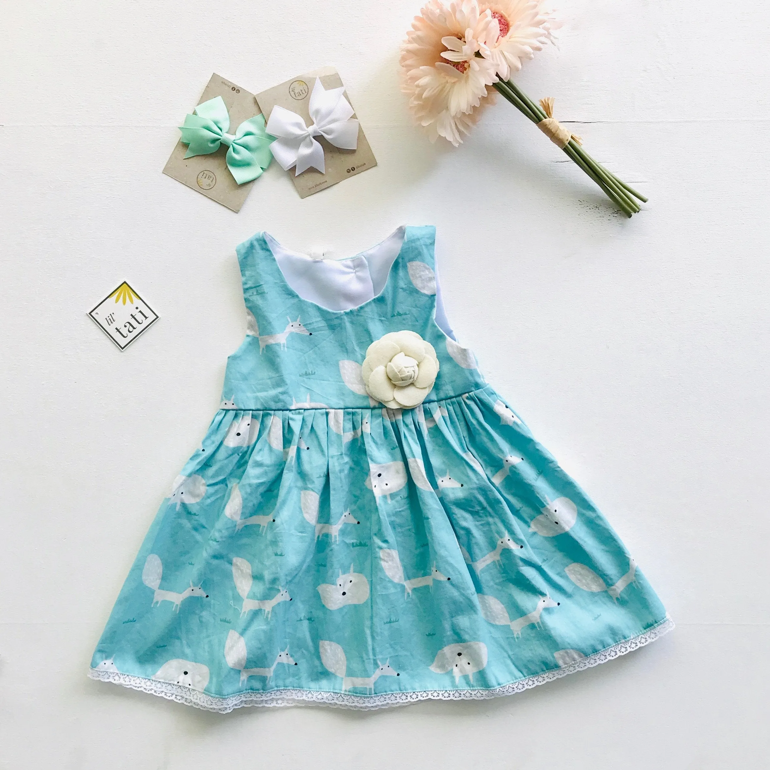 Iris Dress in Mint Fox