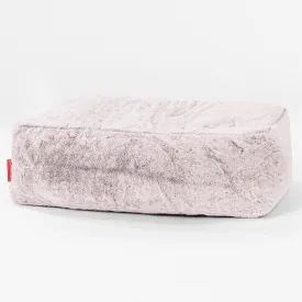 Large Footstool - Fluffy Faux Fur Rabbit Dusty Pink