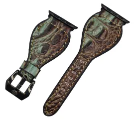 Leather Tear Drop Two Tone King Croc Watch Band