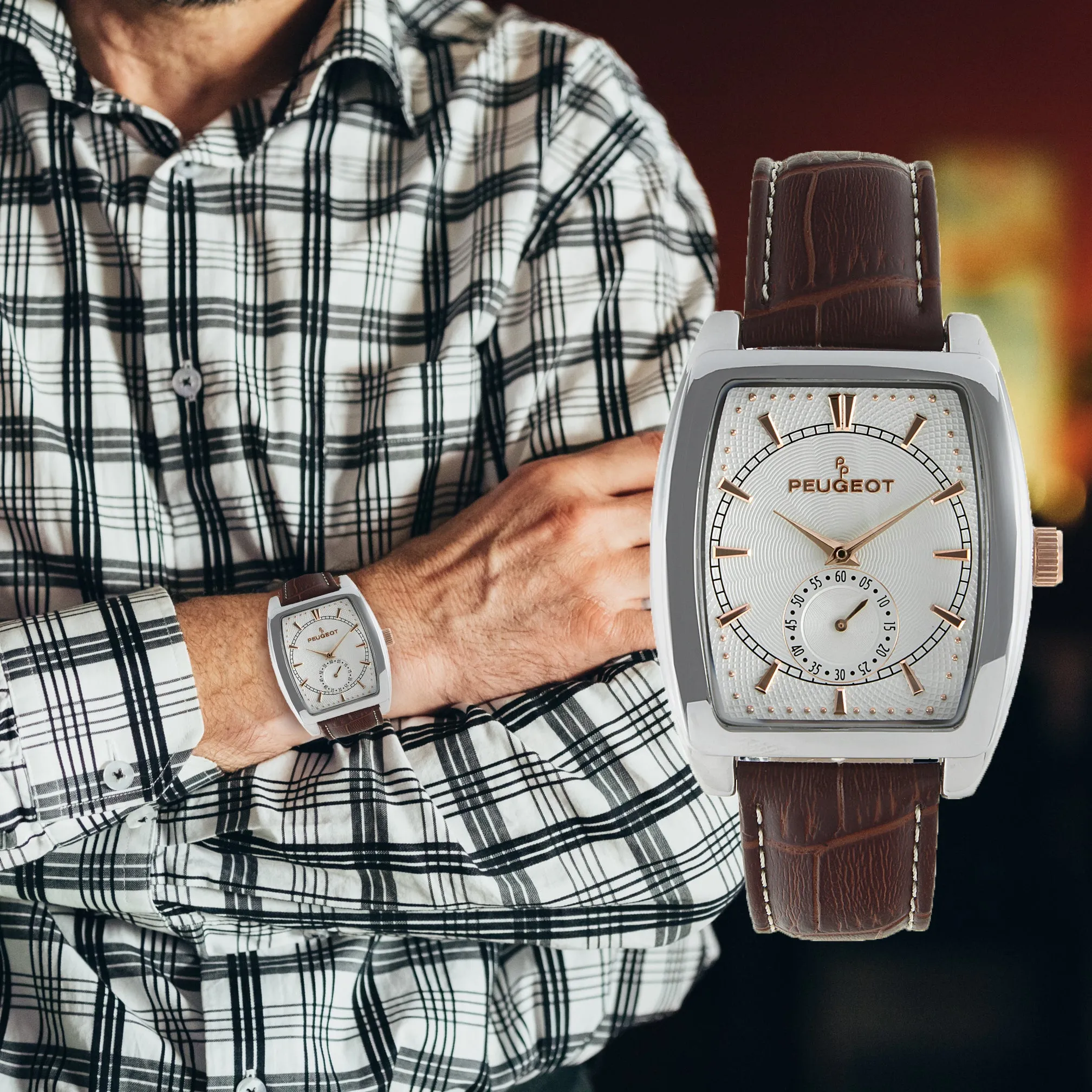 Men 33mm Remote Second Hand Leather Strap watch