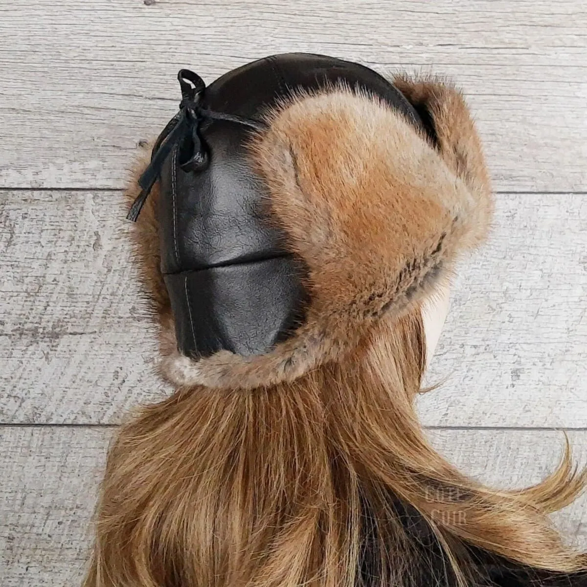 Natural Muskrat Fur Aviator Hat - Charles Model