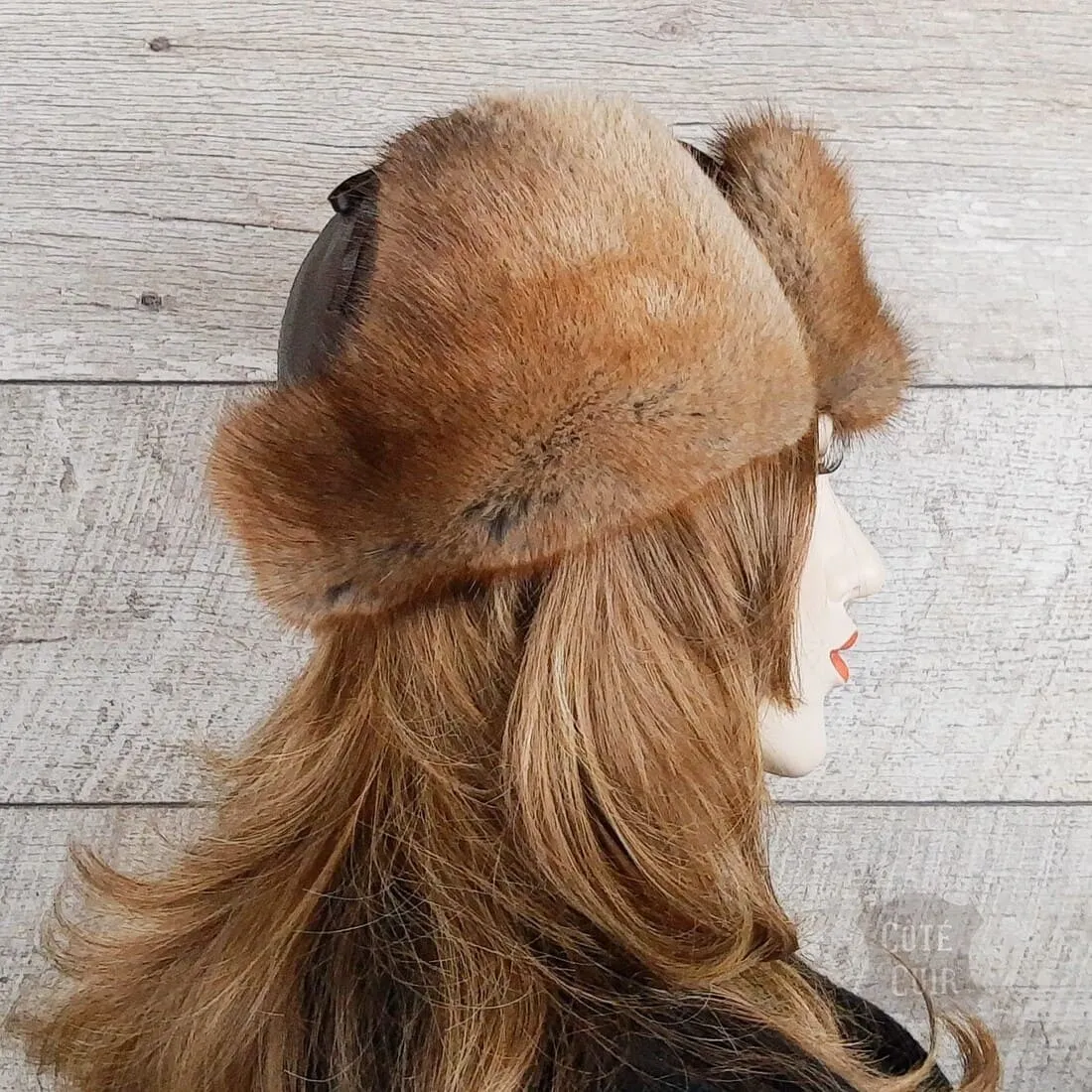 Natural Muskrat Fur Aviator Hat - Charles Model