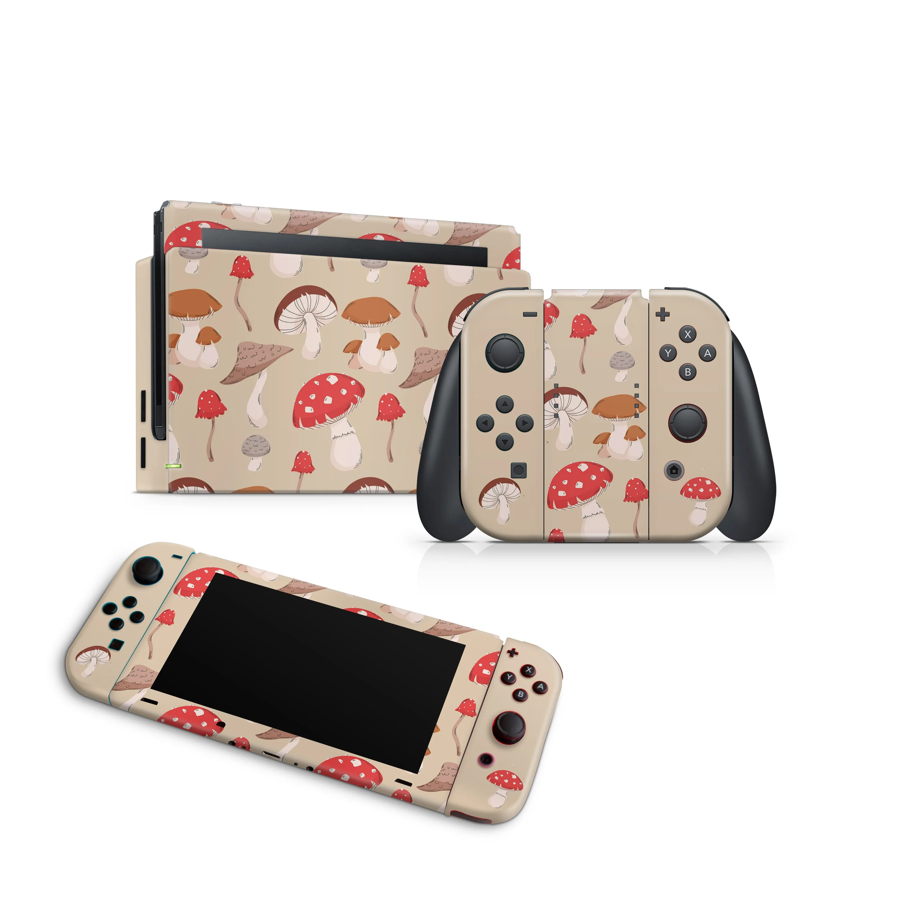 Nintendo Switch Skin Decals - Mushrooms- Wrap Vinyl Sticker