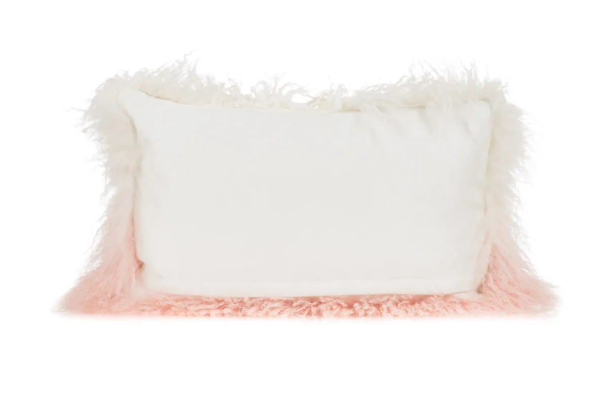 Ombre Rose Quartz Mongolian Fur Pillows