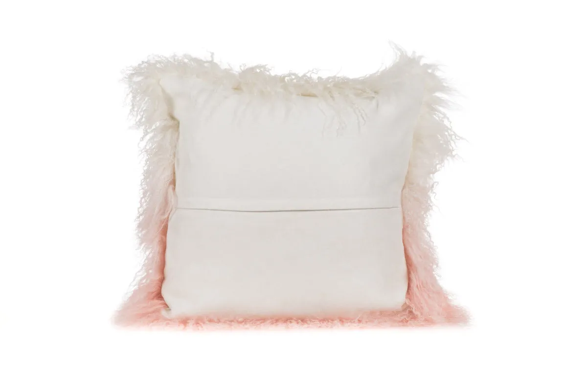 Ombre Rose Quartz Mongolian Fur Pillows