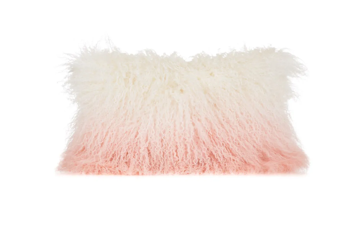 Ombre Rose Quartz Mongolian Fur Pillows