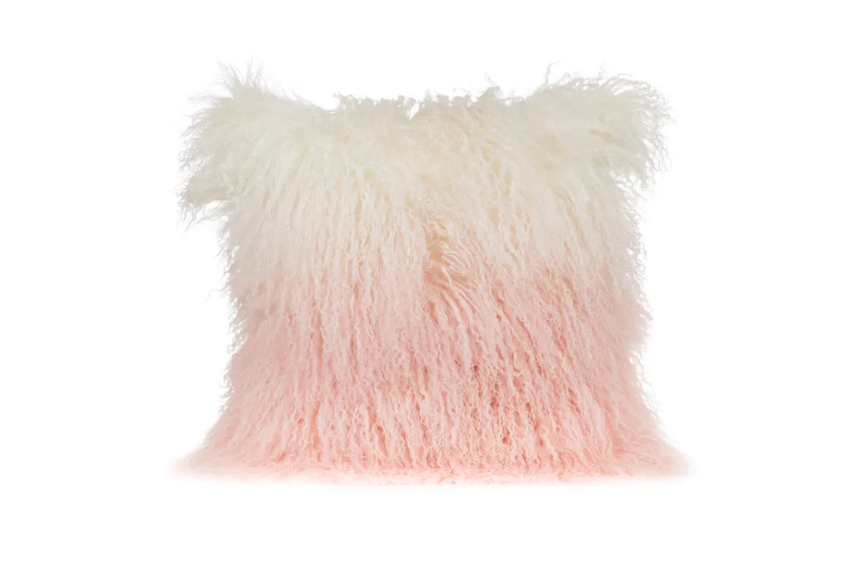Ombre Rose Quartz Mongolian Fur Pillows