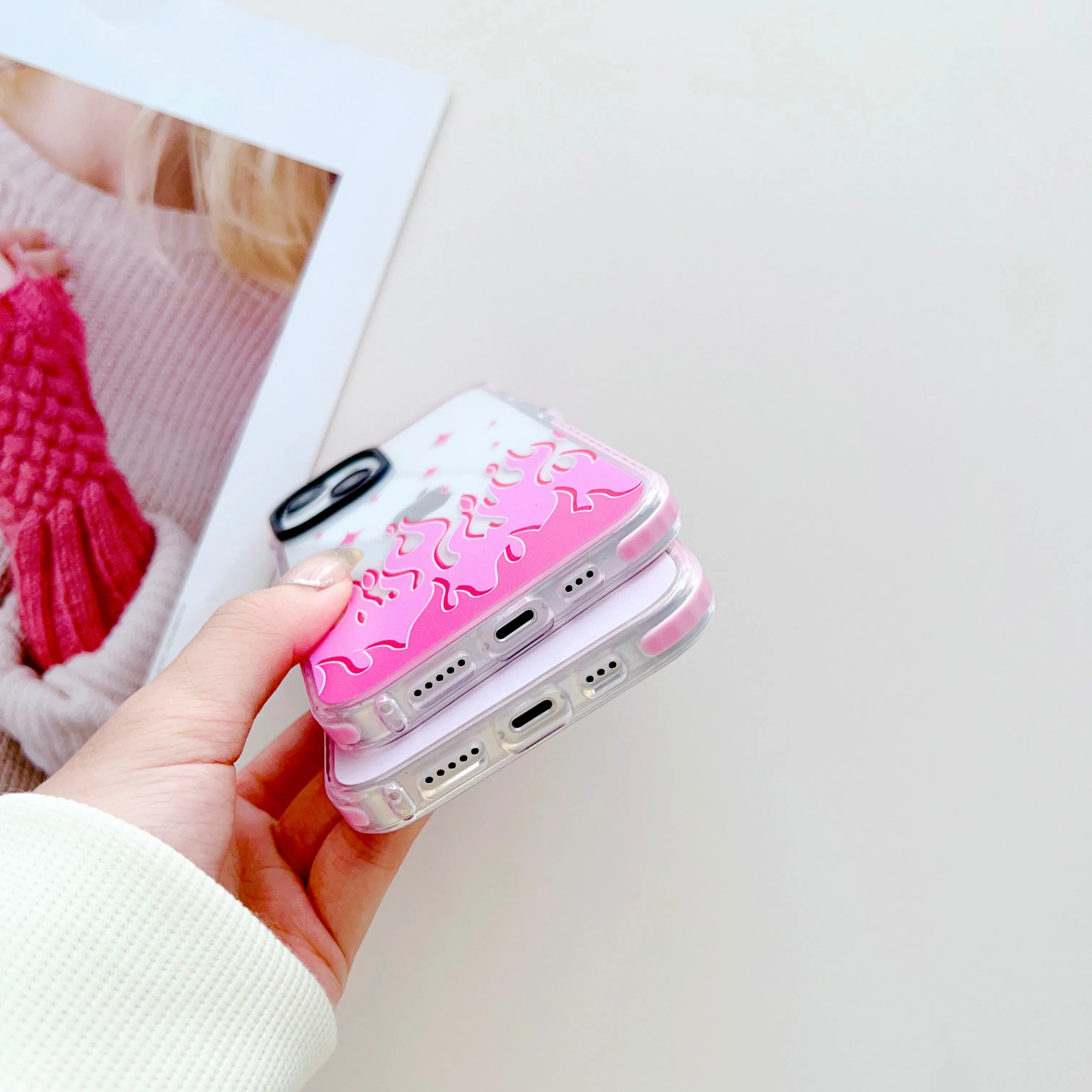 Pink Flames Y2K Designer Impact Proof Case for iPhone