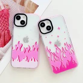 Pink Flames Y2K Designer Impact Proof Case for iPhone