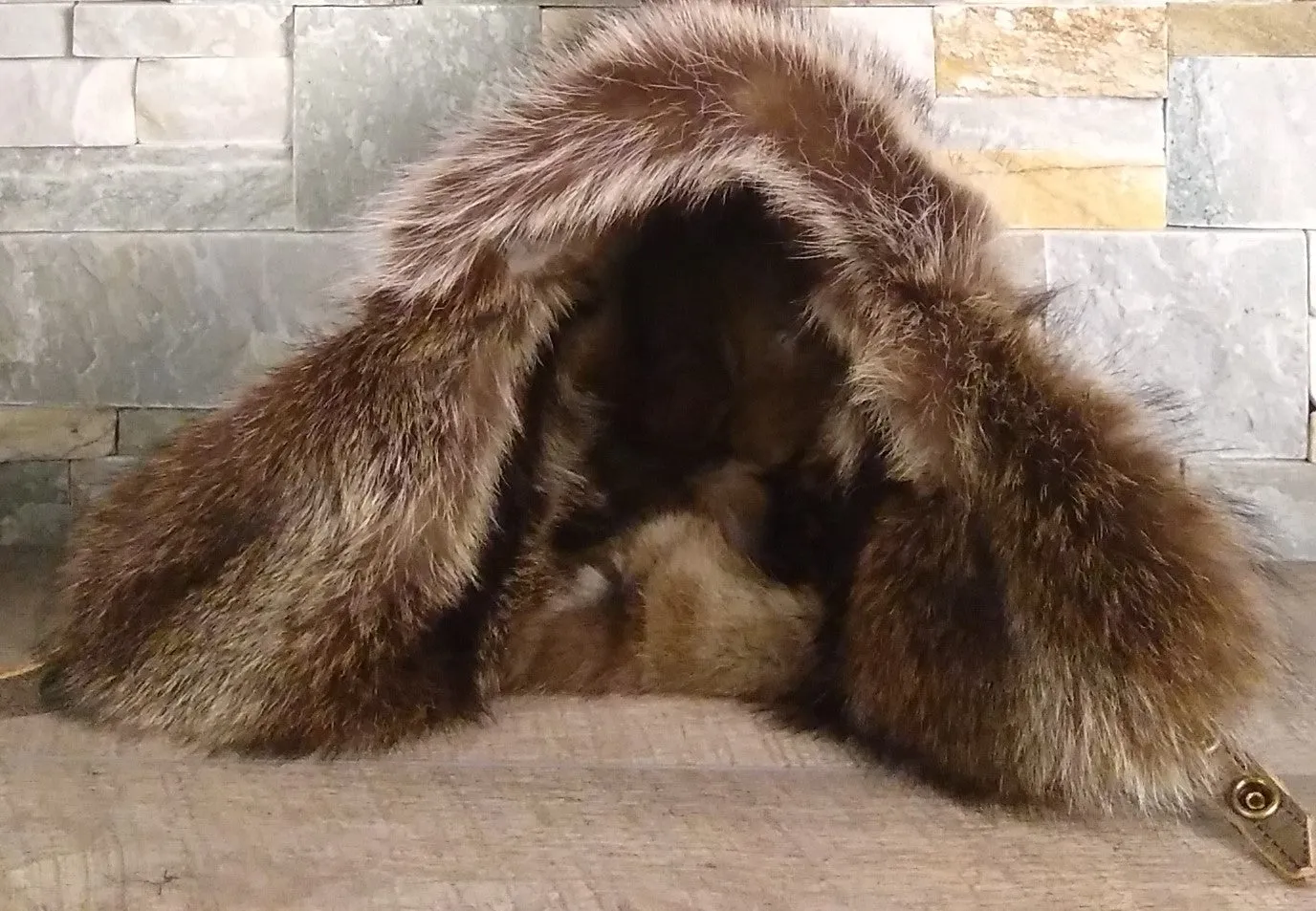 Raccoon Fur Aviator Hat, Black Leather - Antoine Model