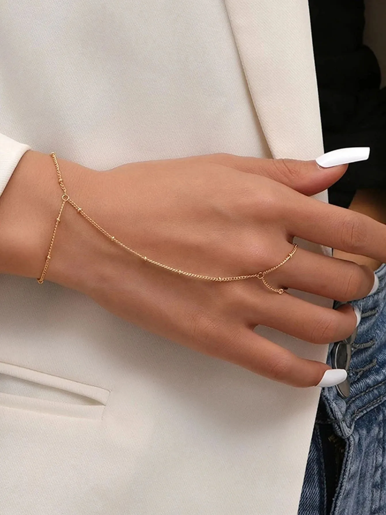 Reriti Beaded Design Ring with Bracelet - Gold