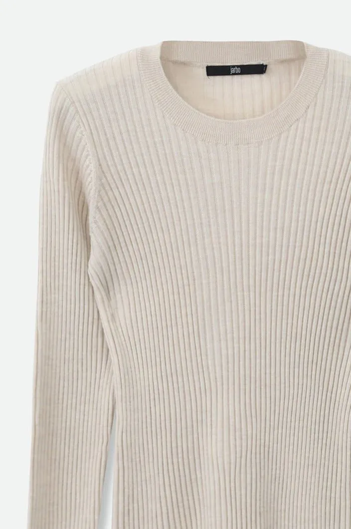 ROMANGA RIBBED LONG SLEEVE CREW  IN FINE ITALIAN MERINO