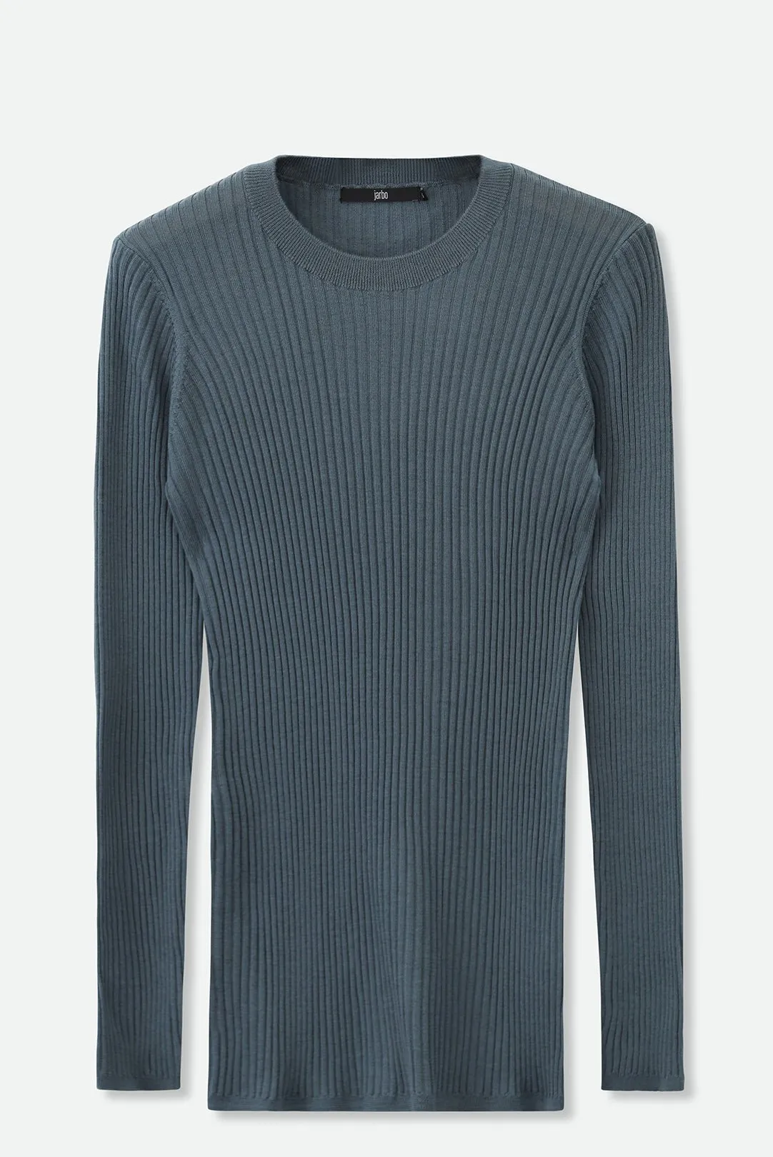 ROMANGA RIBBED LONG SLEEVE CREW  IN FINE ITALIAN MERINO