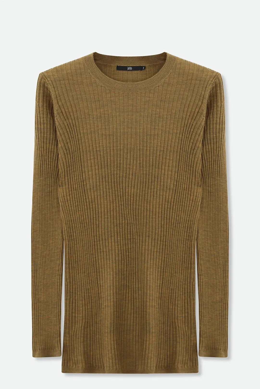 ROMANGA RIBBED LONG SLEEVE CREW  IN FINE ITALIAN MERINO