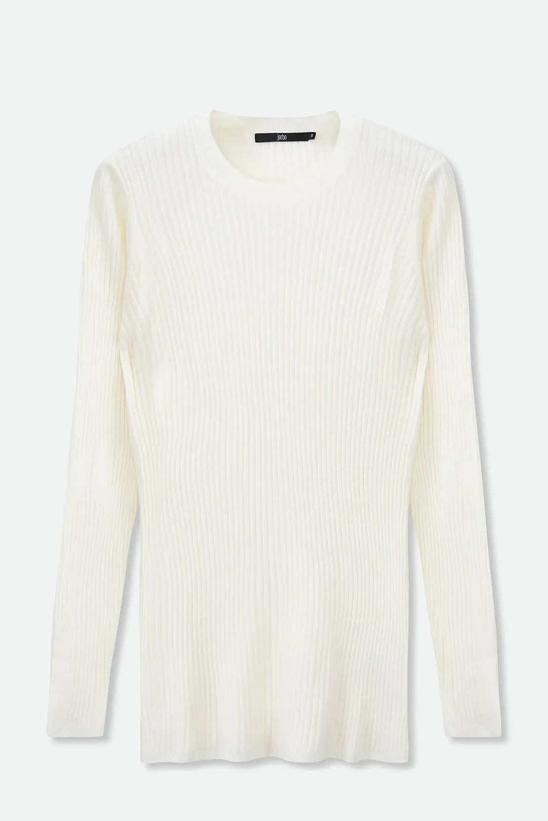 ROMANGA RIBBED LONG SLEEVE CREW  IN FINE ITALIAN MERINO