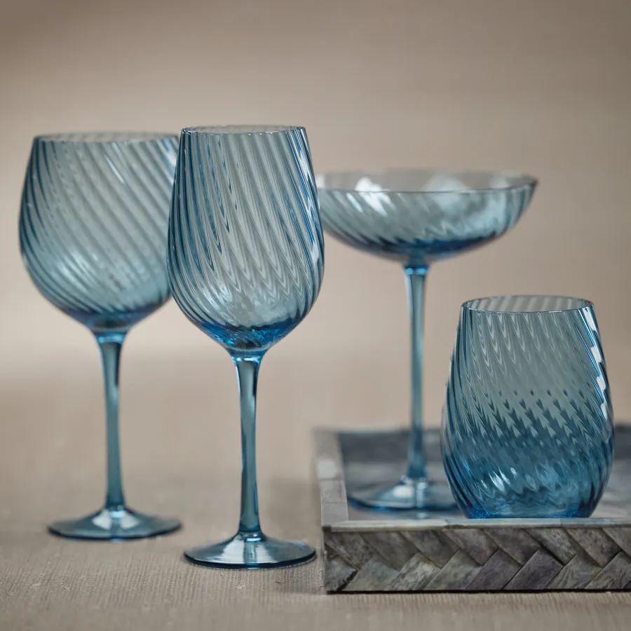 Savoy Optic Swirl Glassware - Blue