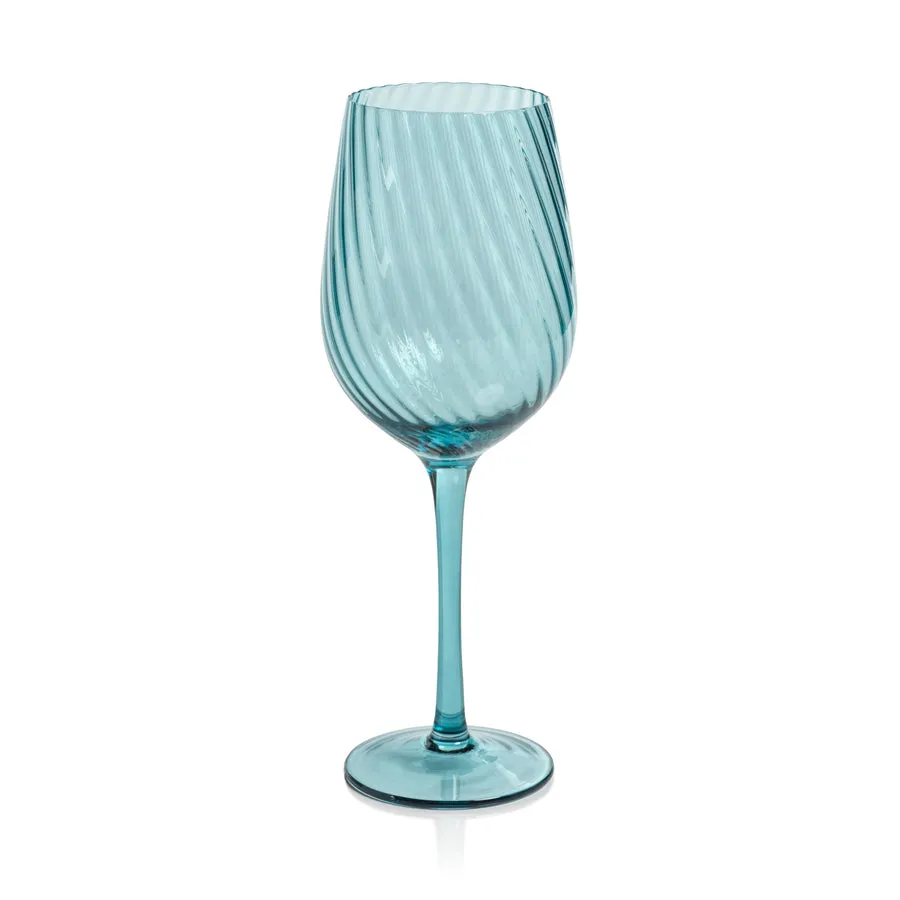 Savoy Optic Swirl Glassware - Blue