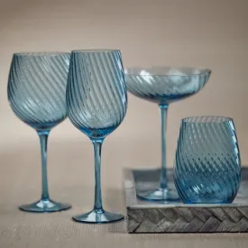 Savoy Optic Swirl Glassware - Blue