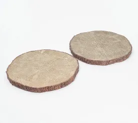 Set of (2) 12" Decorative Faux Wood Slices by Valerie, Brown