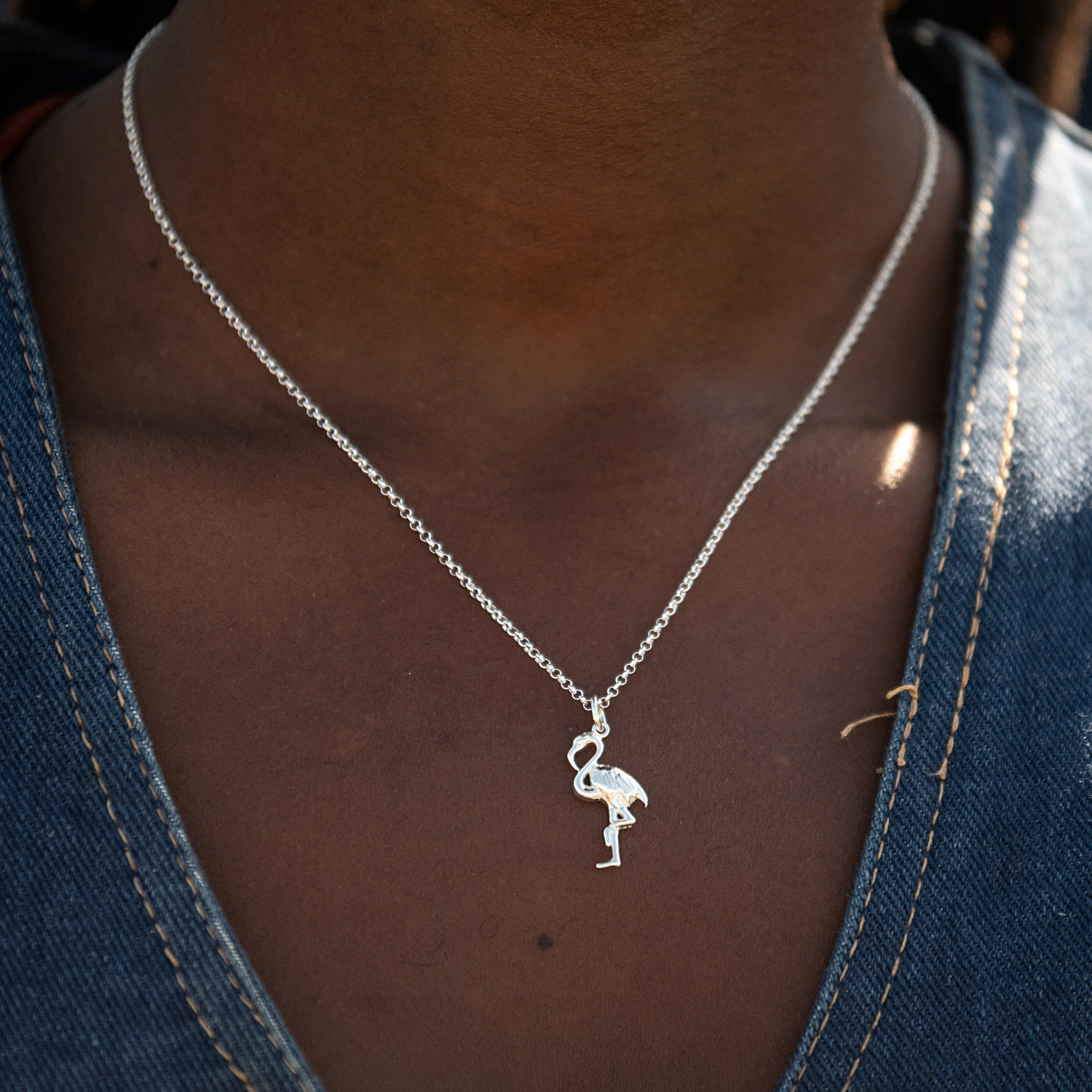 Silver Flamingo Necklace