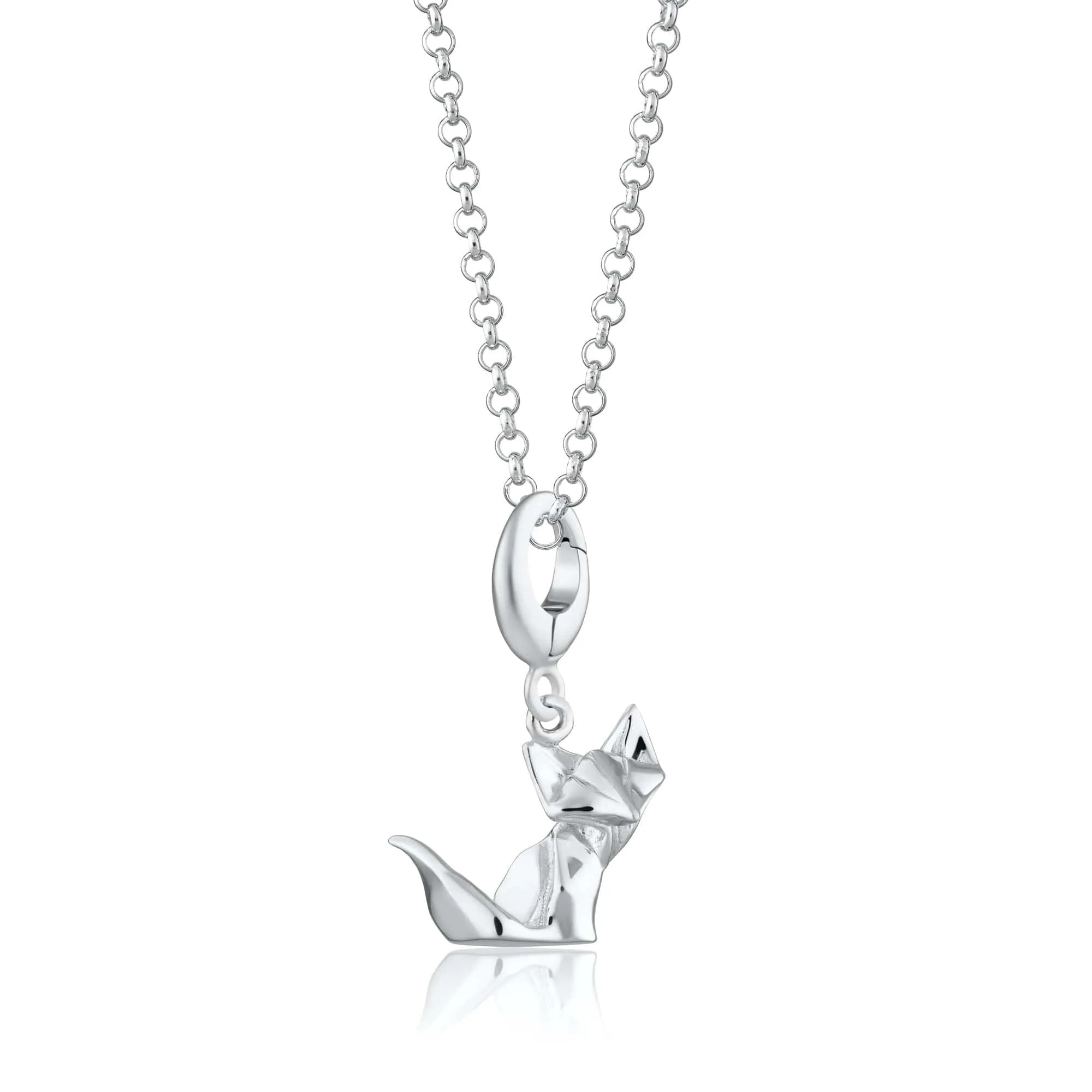 Silver Origami Fox Necklace