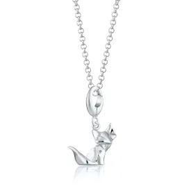 Silver Origami Fox Necklace