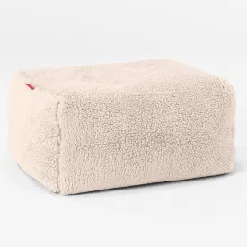 Small Footstool - Teddy Faux Fur Cream