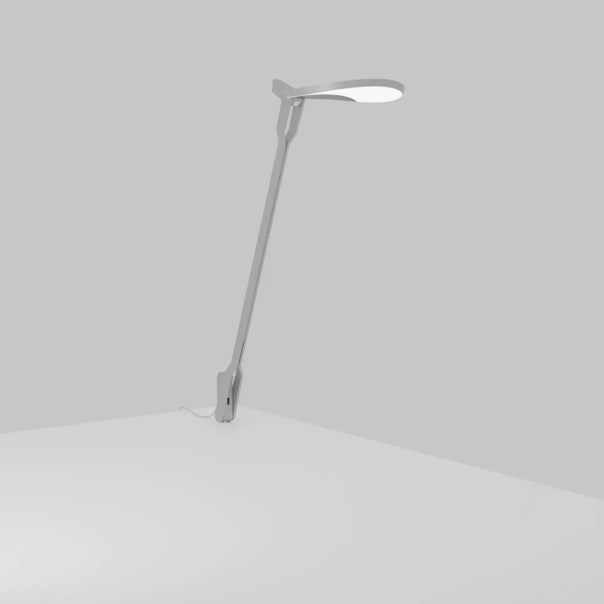 Splitty Pro Silver Contemporary LED Desk Lamp with Through-Table Mount and USB Port